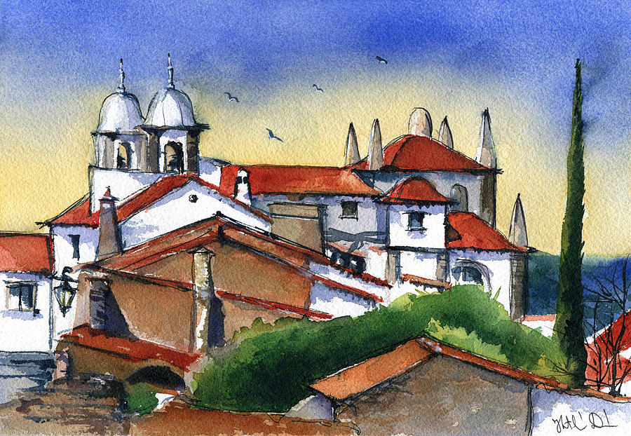 Monsaraz in Alentejo Portugal Painting by Dora Hathazi Mendes