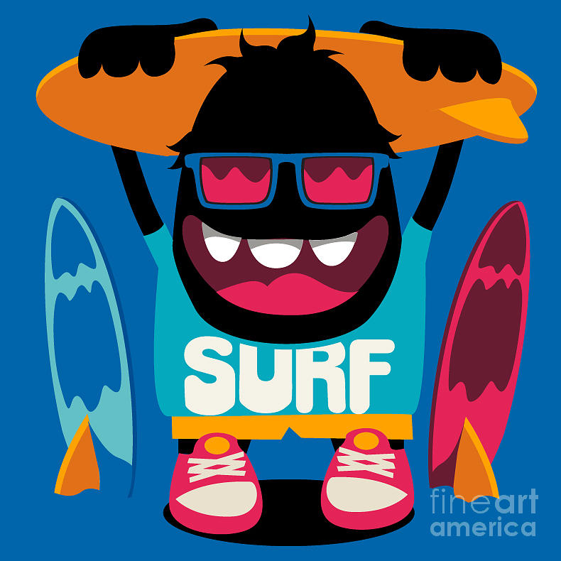 Symbol Digital Art - Monster Surfer Vector Character Design by Braingraph Symbol Digital Art - Monster Surfer Vector Character Design by Braingraph
