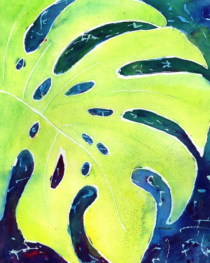 Monstera Tropical Leaves 3 Painting by Carlin Blahnik CarlinArtWatercolor