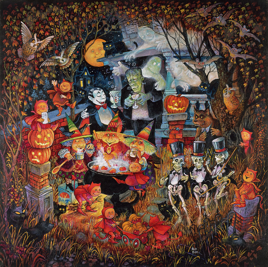 Halloween Painting - Monsters Night Out by Bill Bell