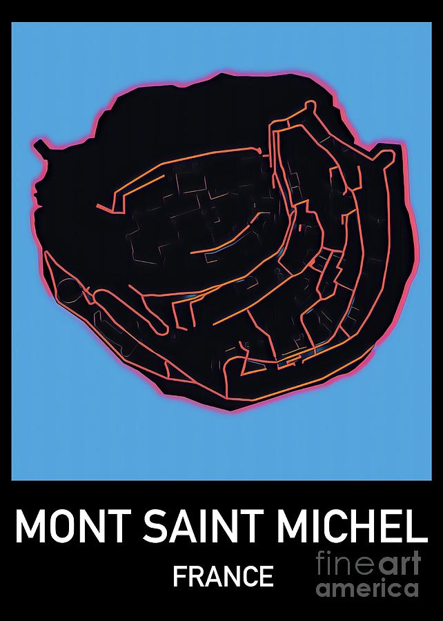 Mont Saint Michel Map Digital Art by HELGE Art Gallery