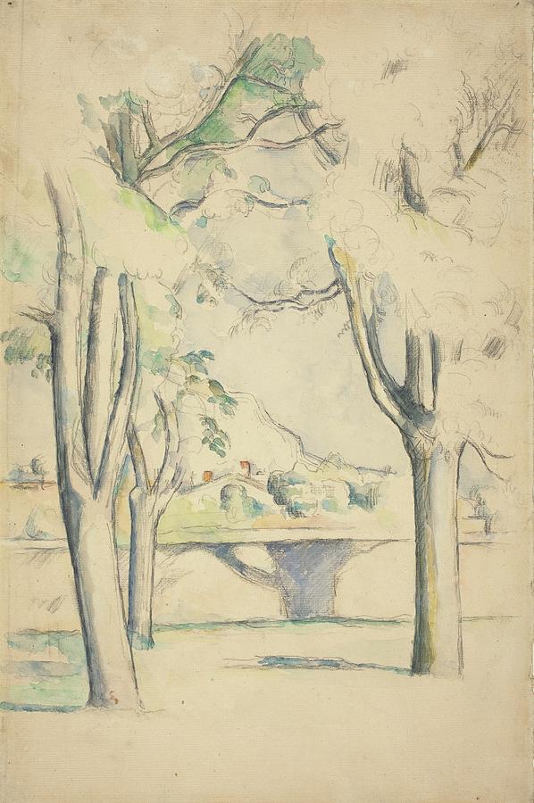 Paul Cezanne Drawing - Mont Sainte-victoire Seen Beyond The Wall Of The Jas De by Paul Cezanne