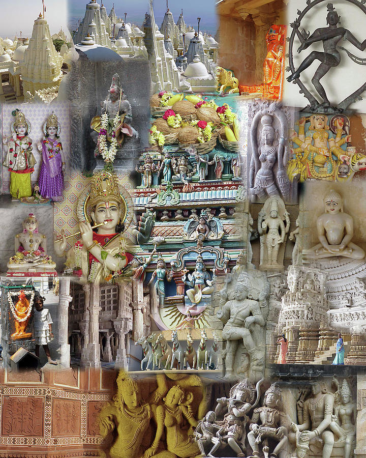 Montage - India - Temples, Gods and Goddesses Photograph by Steve Estvanik
