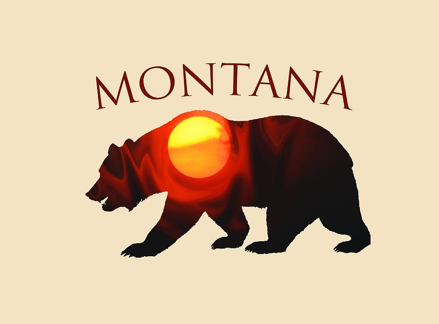 Montana Sunrise Grizzly Bear Digital Art by Whispering Peaks Photography