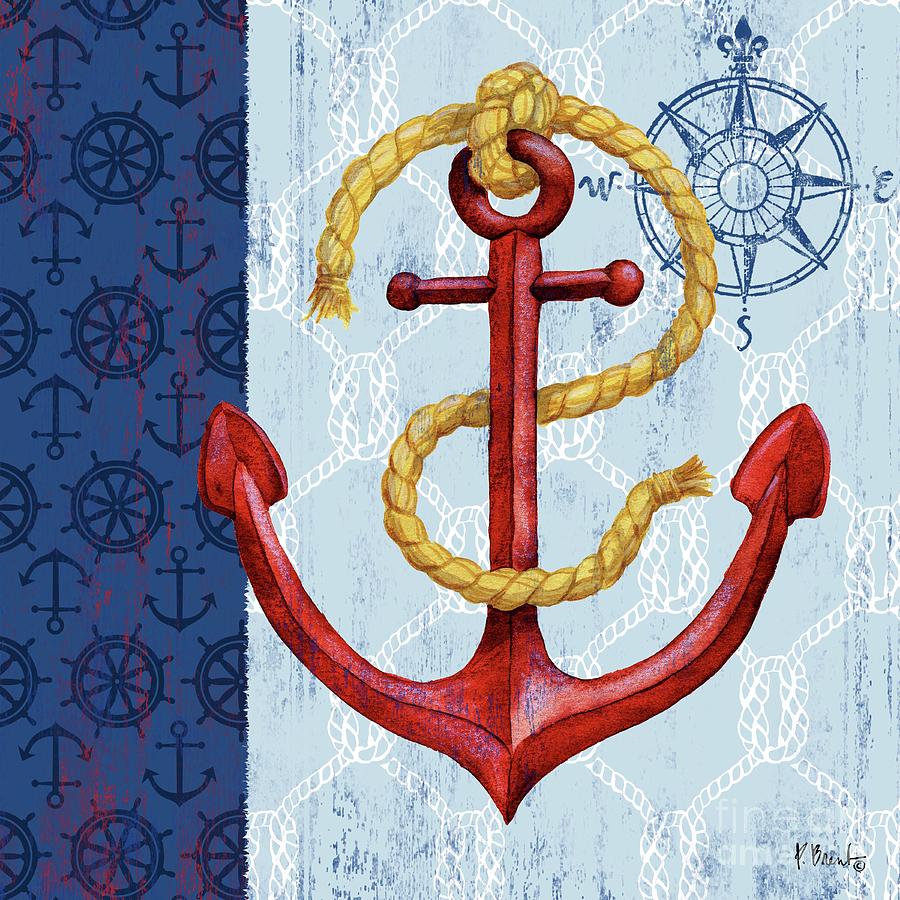 Rope Painting - Montauk Anchor I by Paul Brent