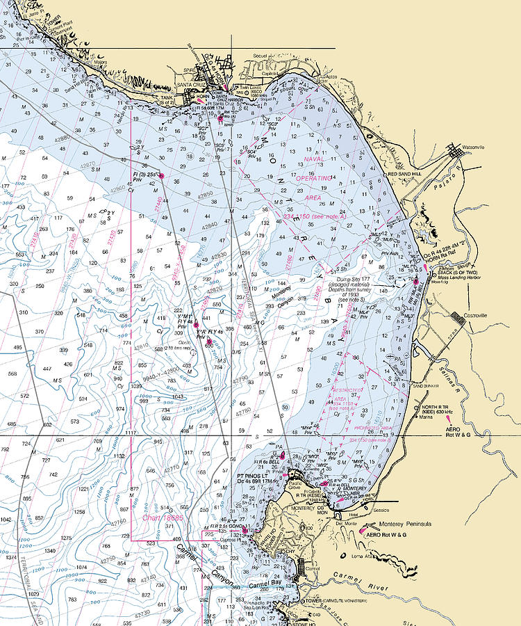 Montereybay california Nautical Chart _v6 Mixed Media by Sea Koast