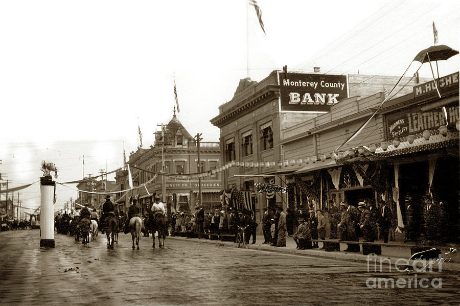 Bank Photograph - Monterey Co, Bank on Main St.,  Salinas Circa 1915 by Monterey County Historical Society