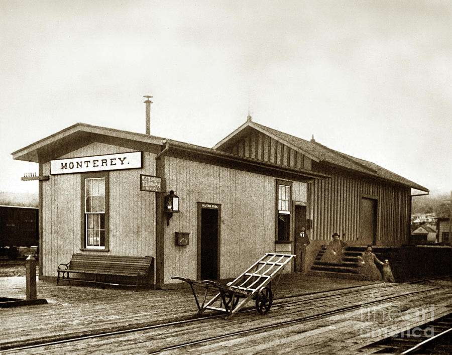 Monterey Photograph - Monterey Southern Pacific Railroad Depot and Western Union Teleg by Monterey County Historical Society