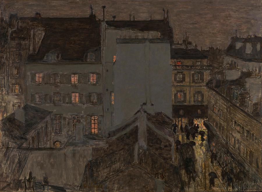 Architecture Painting - Montmartre in the Rain. by Pierre Bonnard -1867-1947-