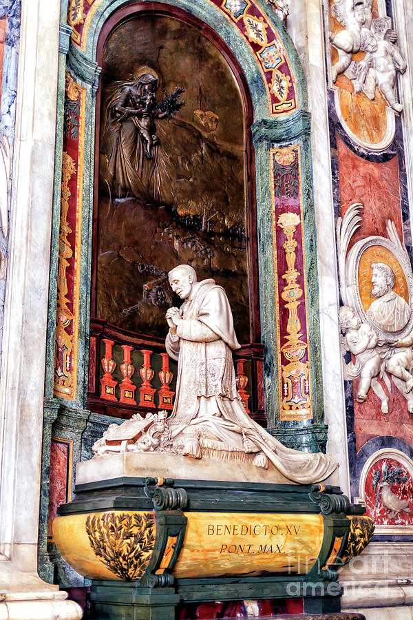 Monument to Benedict XV at Saint Peters Basilica in Vatican City Photograph by John Rizzuto