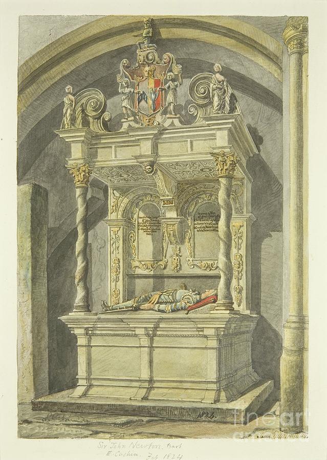 Interior Painting - Monument To Sir John Newton, Bart., In Bristol Cathedral by Edward Cashin