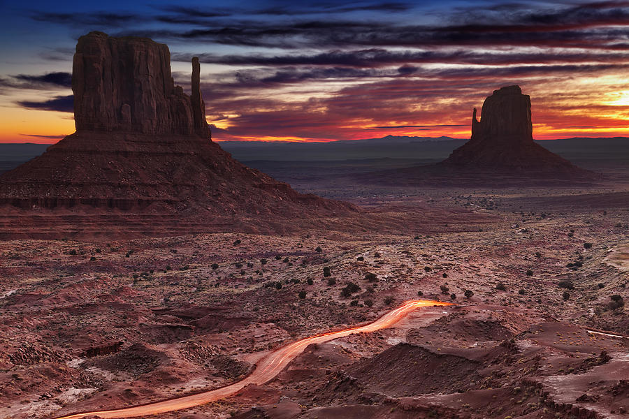 Landscape Photograph - Monument Valley At Sunrise, Arizona, Usa by DPK-Photo