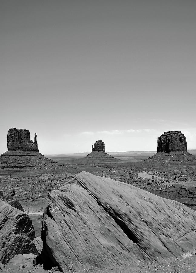 Black And White Photograph - Monument Valley Monochrome Landscape by Gregory Ballos