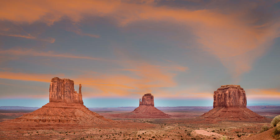 Monument Valley Sunrise Panorama 1401 Photograph by Kenneth Johnson