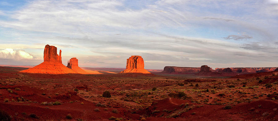 Monument Valley Sunset Vista Panorama 03 Photograph by Thomas Woolworth