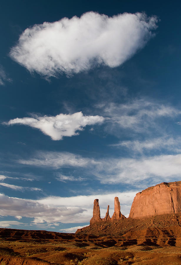 Monument Valley, Three Sisters Photograph by Russell Burden