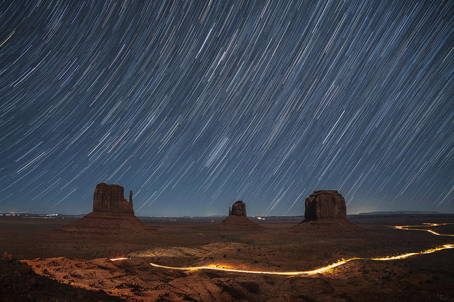 Landscape Photograph - Monument Valley Under Night Sky by Willa Wei