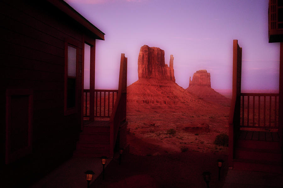 Monument Valley Vista SunSet From Between The View Cabins 03 Photograph by Thomas Woolworth