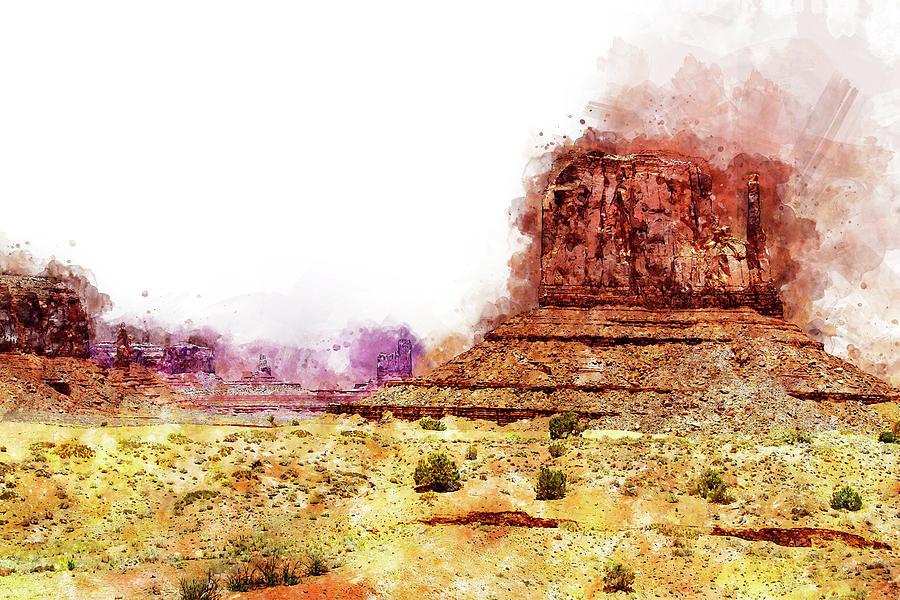 Monument valley - Watercolor 06 Painting by AM FineArtPrints