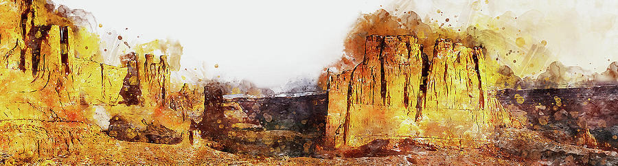Monument valley - Watercolor 07 Painting by AM FineArtPrints