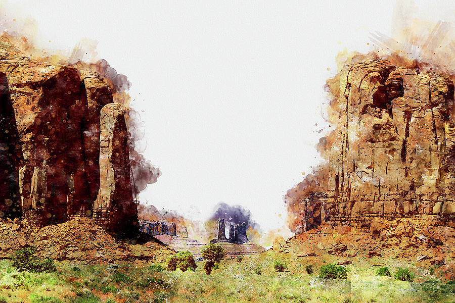 Monument valley - Watercolor 09 Painting by AM FineArtPrints