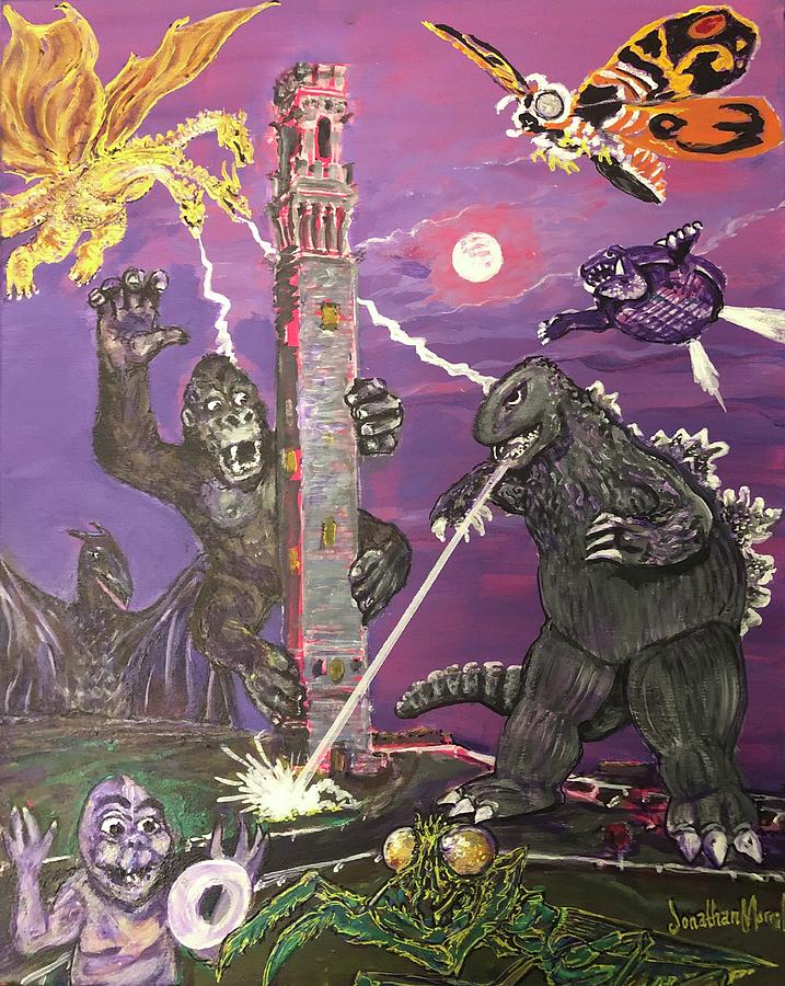 Monumental Monster Battle Painting by Jonathan Morrill