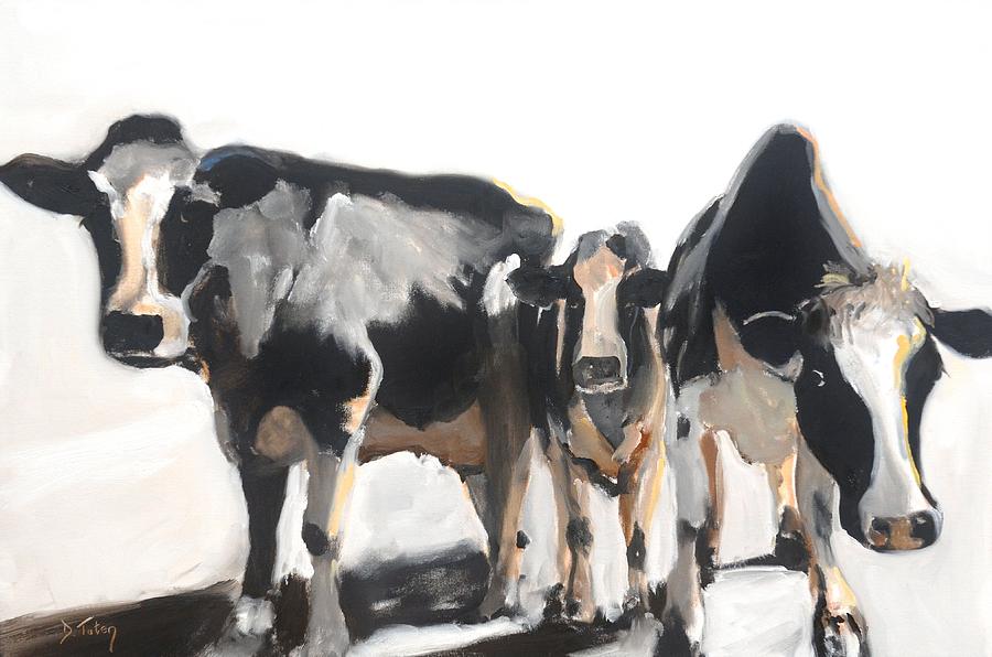 Moo-dy Cows Oil Painting Painting by Donna Tuten