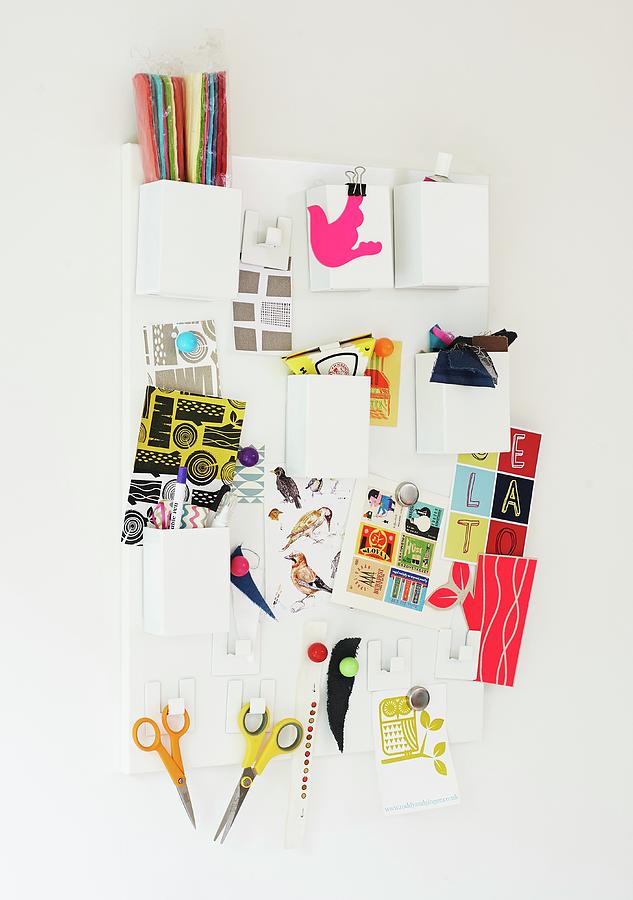 Mood Board With Postcards And Office Utensils Photograph by Andrew Boyd ...