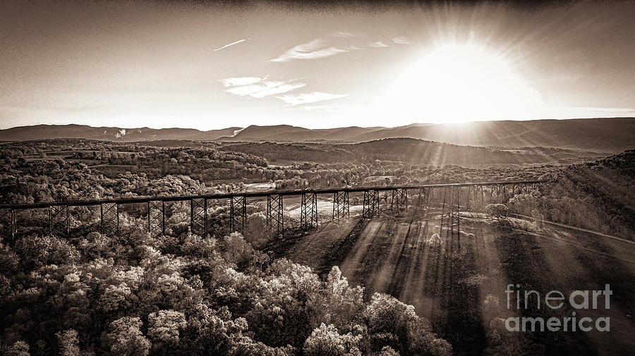 Moodna Viaduct at Sunrise in Black and White by Joe Santacroce Moodna Viaduct at Sunrise in Black and White by Joe Santacroce
