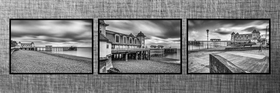 Moody Penarth Pier Triptych Photograph by Steve Purnell