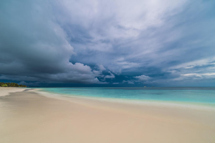 Nature Photograph - Moody Sky And Beach, Long Exposure by Levente Bodo