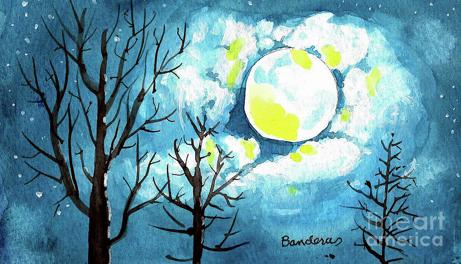 Moon and Clouds Painting by Terry Banderas