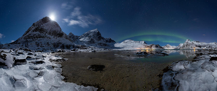 Moon And Northern Lights Photograph by Paulo Nogueira