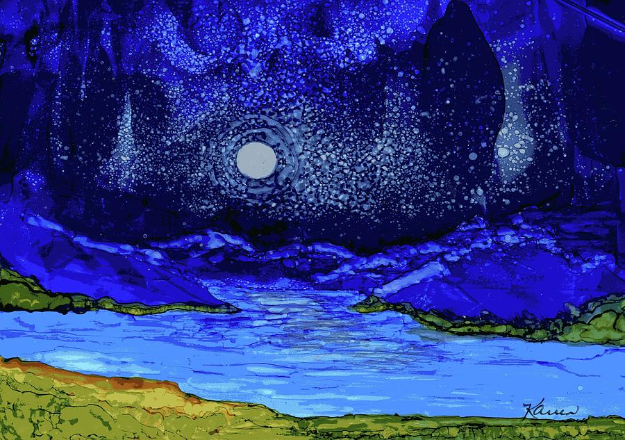 Moon and Stars 5 Painting by Karren Case