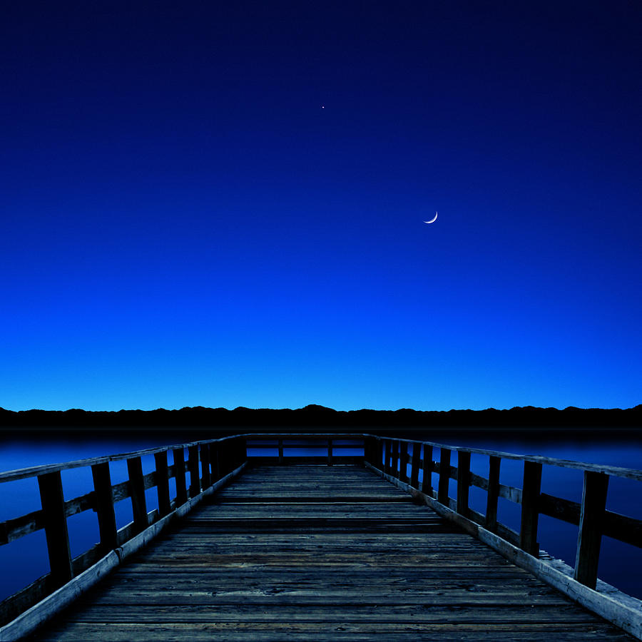 Moon And Venus In The Blue Photograph by Carlos Gotay