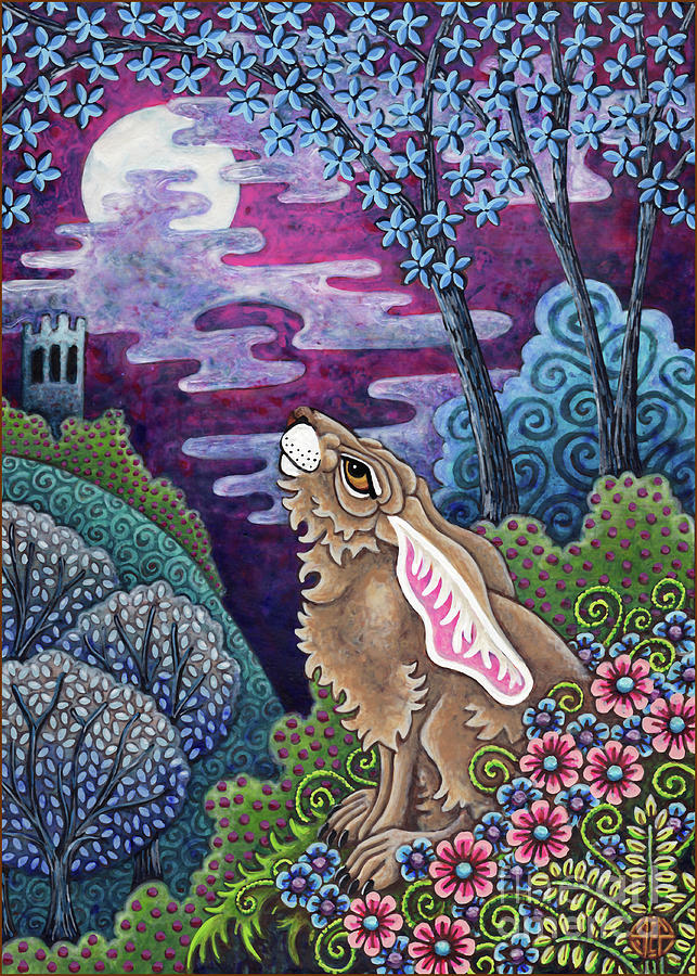 Moon Gazing Hare 3 Painting by Amy E Fraser
