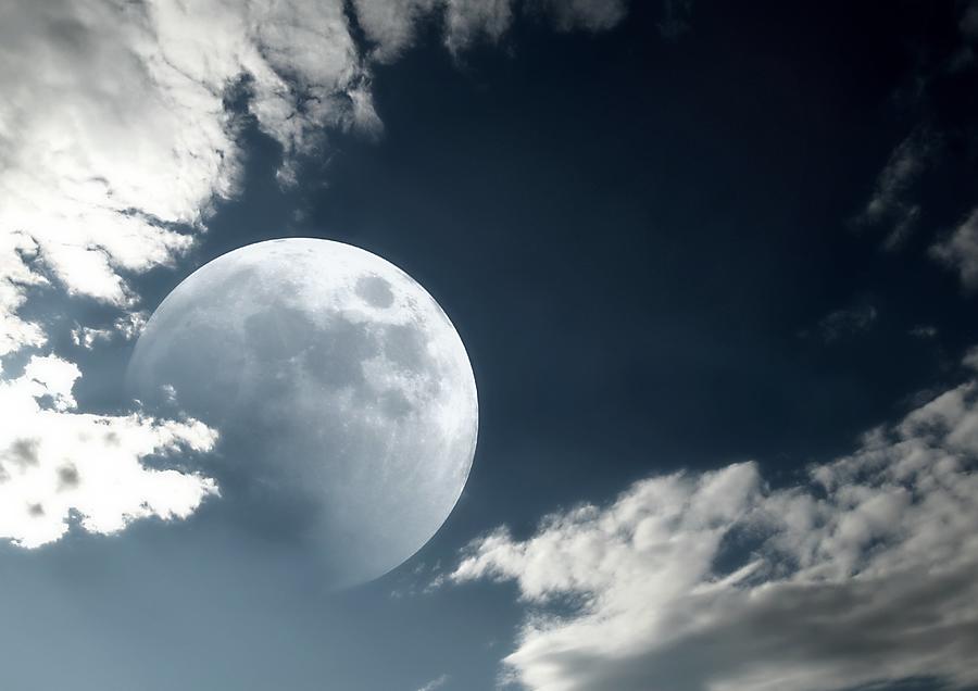 Moon In Dramatic Clouds Photograph by Diana Lee Angstadt