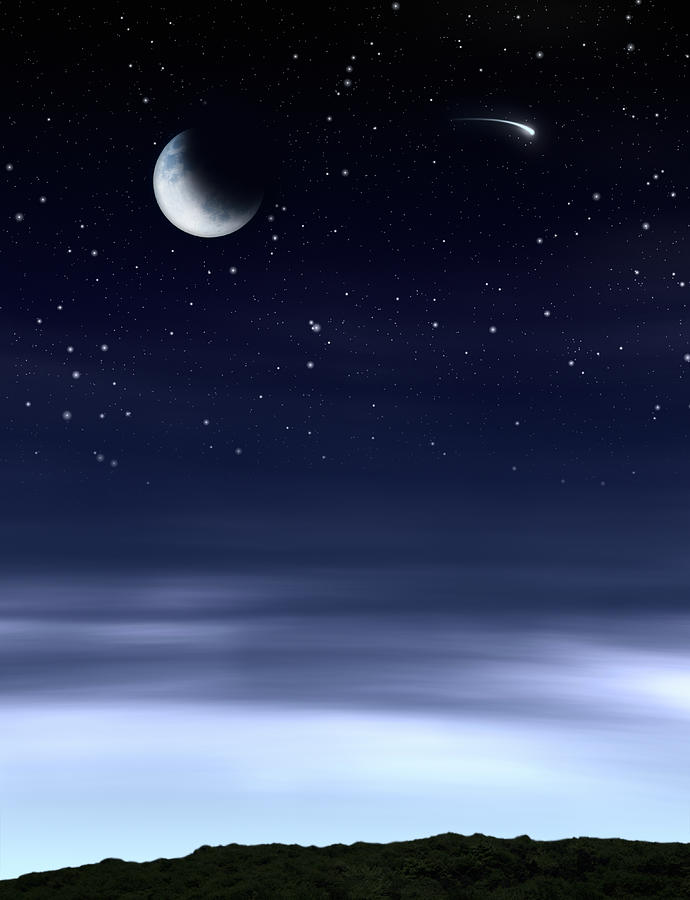 Moon In Night Sky Photograph by Loops7