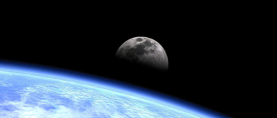 Moon In Stratosphere Digital Art by Kimberle Andrews-Panattoni - Pixels