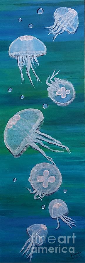 Moon Jellyfish Painting by Elizabeth Mauldin