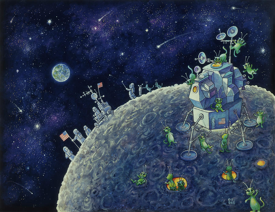 Transportation Painting - Moon Landing by Bill Bell