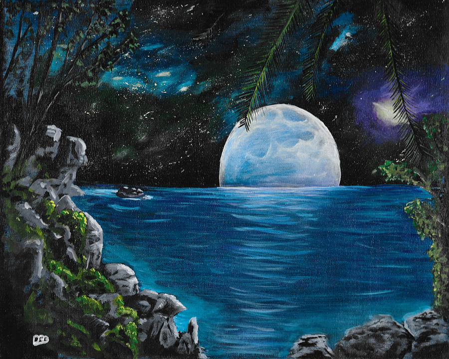 Moon light Island Painting by David Bigelow