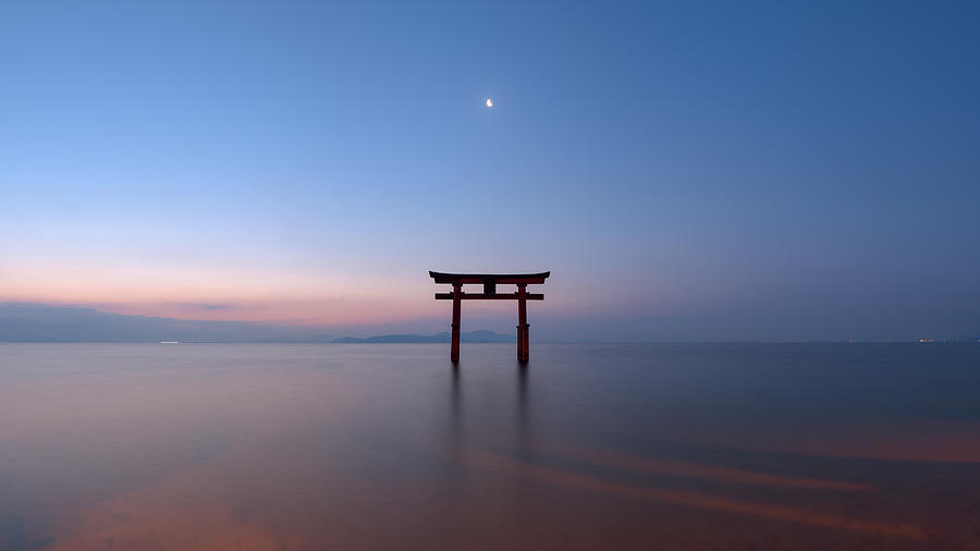 Night Photograph - Moon On The Gate by Yoshihiko Wada