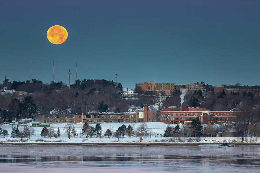 Moon over Cheverus HS Photograph by Colin Chase