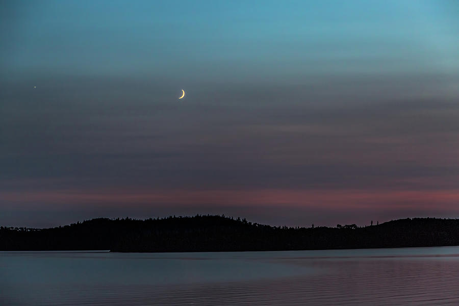Moon over Dog Lake Photograph by Joe Holley