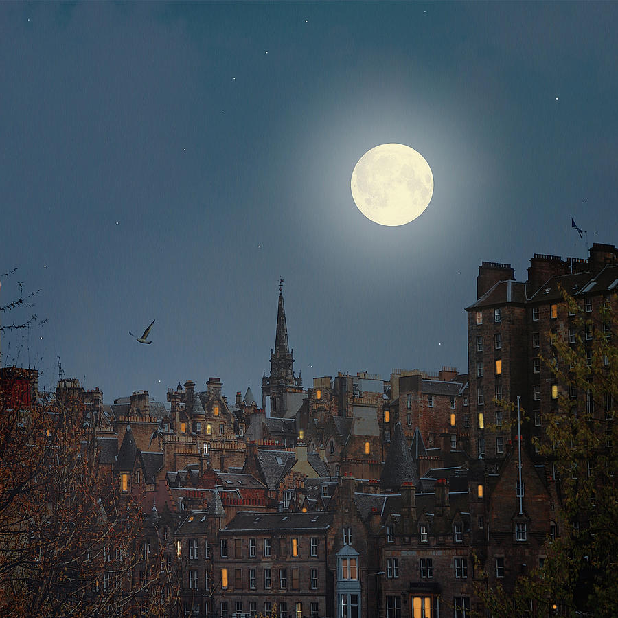 Moon Over Edinburgh Photograph by Julia Davila-lampe
