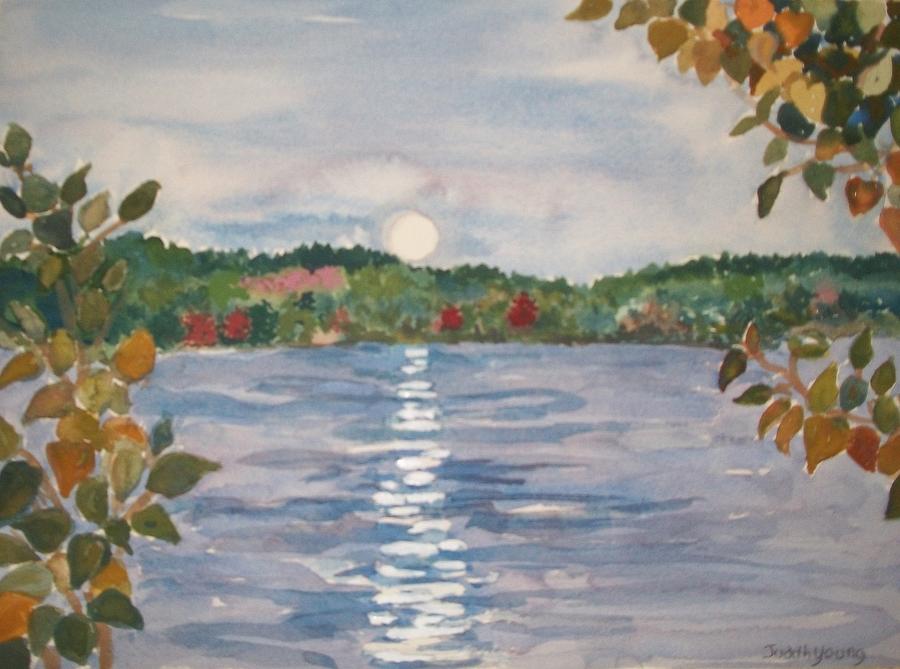 Moon over Lake  SOLD Painting by Judith Young