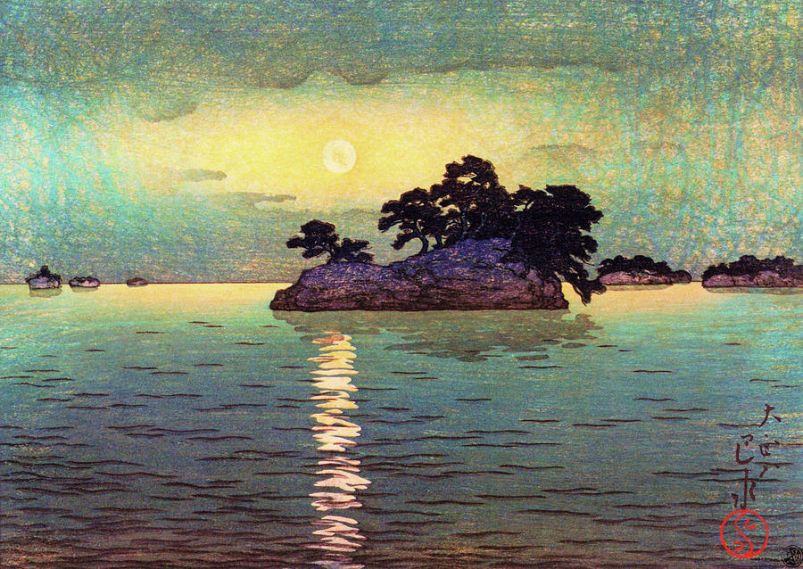 Vintage Painting - Moon Over Matsushima - Digital Remastered Edition by Kawase Hasui