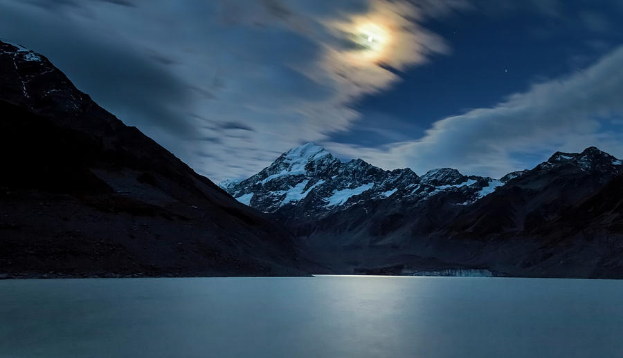 Moon Over Mount Cook Photograph by Picturegarden