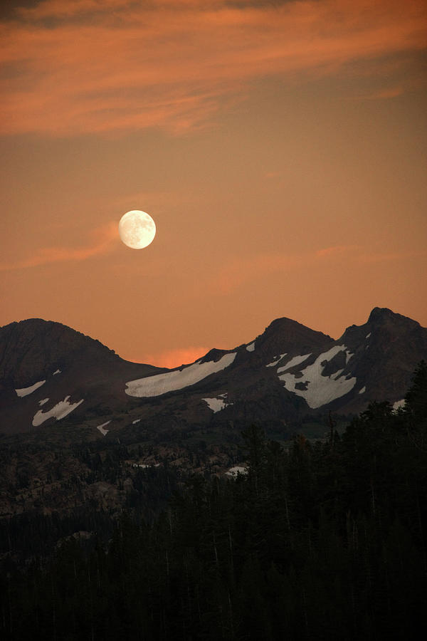 Moon Over Mountain Range Photograph by Jupiterimages